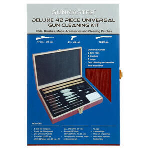 Gunmaster 42 Piece Deluxe Universal Cleaning Kit in Wood Case .17 cal - 12 gauge